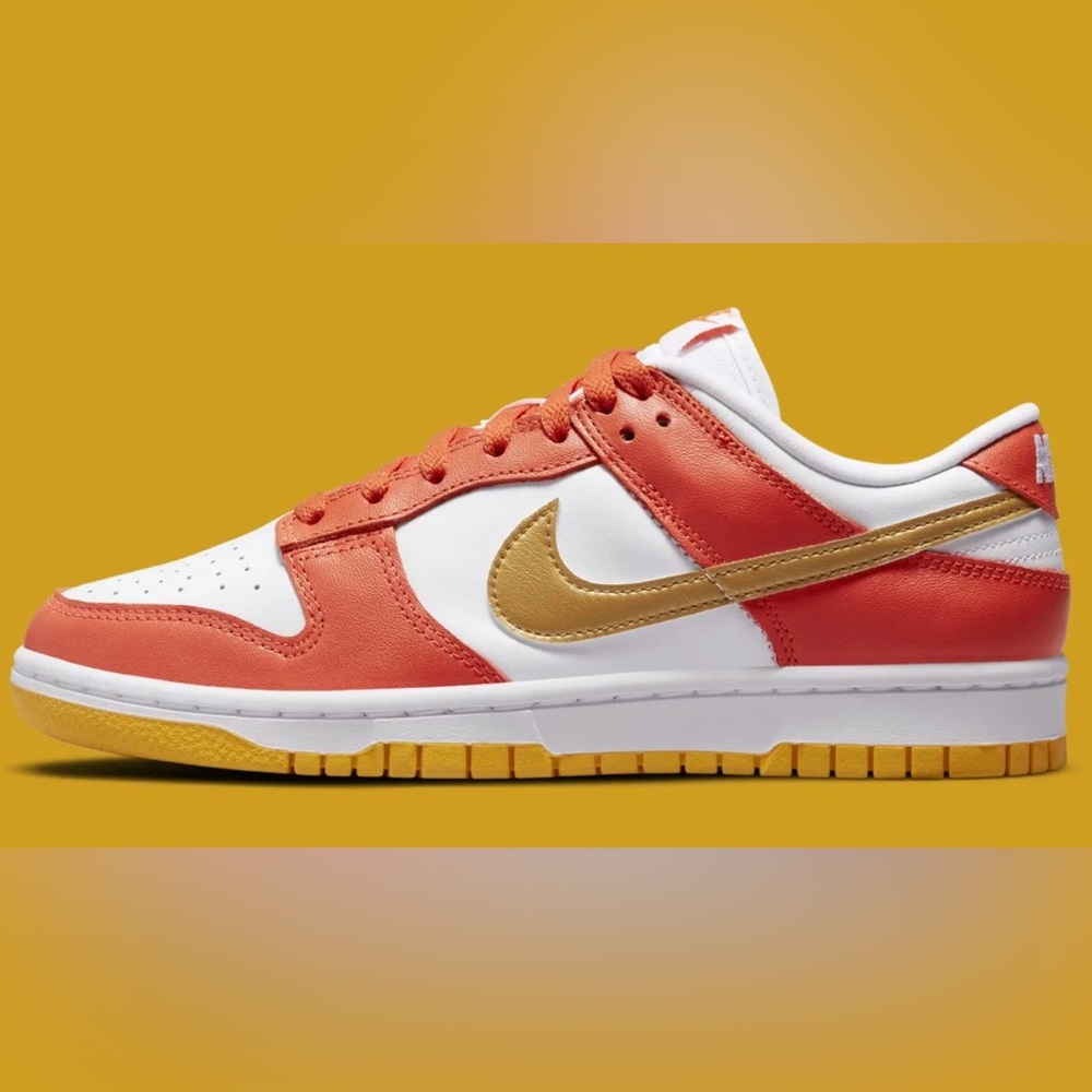 Nike Dunk Low Sneaker “University Gold” - Size 7, Orange/White/Gold - Picture 8 of 9